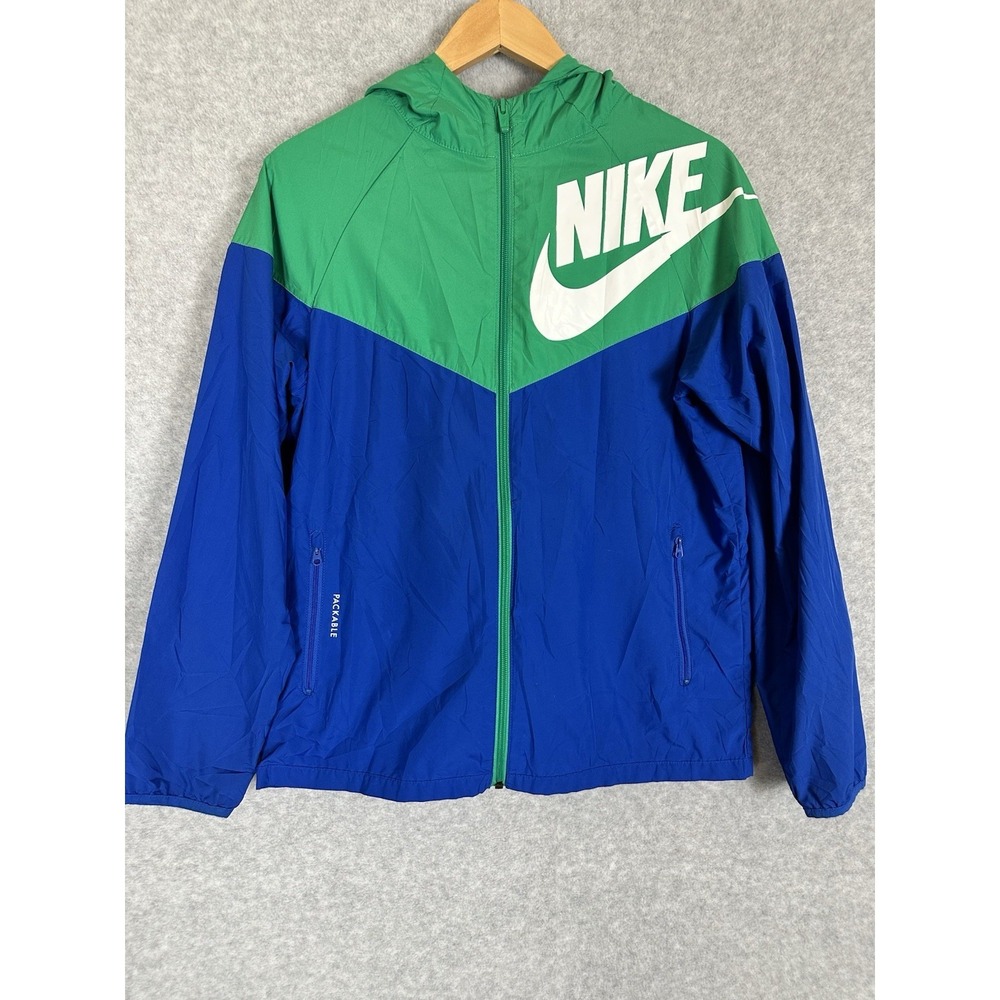 Nike Green and Blue Windbreaker Bomber Jacket